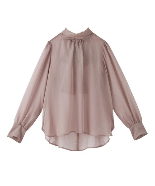 nissen（ニッセン）の「シアーボウタイブラウス（シャツ/ブラウス・レディース・ブラック/グレージュ・PSS/PS/PM/PL）」の6枚目の写真