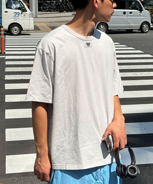 CIAOPANIC（チャオパニック）の「【ユニセックス】ピグメント加工ワンポイント刺繍Tシャツ（Tシャツ/カットソー・レディース・ブルー/グレー/チャコールグレー・F）」の2枚目の写真