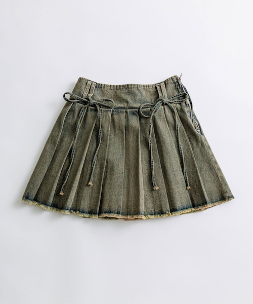OLIVE des OLIVE(オリーブデオリーブ)の「ダブルリボンプリーツスカート(デニムスカート・レディース・グレイッシュベージュ/ブルー/ブラック系その他/その他11・FREE)」の3枚目の写真