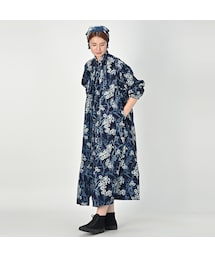 【美品】45R　フォーティーファイブアール　 シオンプリントのくしゅくしゅドレス 45R（フォーティファイブアール）の「シオンプリントのくしゅく