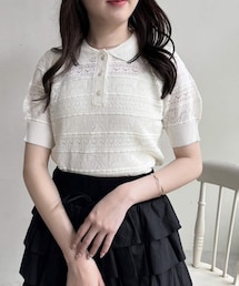 one after another NICE CLAUP | リボンジャガードポロニット(ニット/セーター)