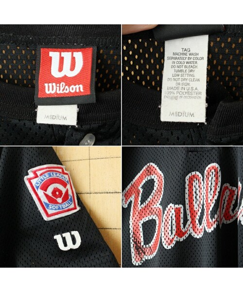 wilson(ウィルソン)の「90s USA製 Wilson ウィルソン Ballard メッシュ ベースボール Tシャツ ブラック メンズM 半袖 アメリカ古着(Tシャツ/カットソー・レディース・ブラック・M)」の2枚目の写真