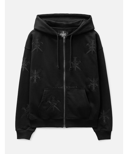 Black on Black Dagger Embroidery Hoodie