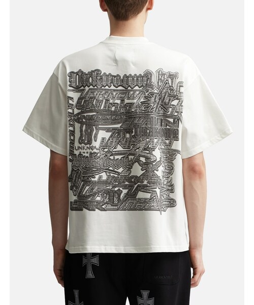 UNKNOWN.（アンノウン）の「White Multi Logo Iced Out T-shirt（その他・メンズ・White・S/M/L/XL）」の4枚目の写真