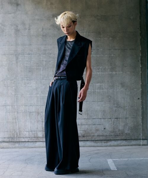 【美品】HARE 2Pノースリーブジャケット タックワイドパンツ セットアップ HARE（ハレ）の「2Pノースリーブジャケット＊タックワイドパンツ