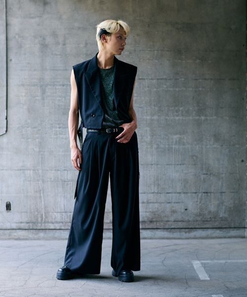 【美品】HARE 2Pノースリーブジャケット タックワイドパンツ セットアップ HARE（ハレ）の「2Pノースリーブジャケット＊タックワイドパンツ