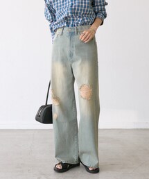 RIVE DROITE | 予約【MONN.:.(モン)】ハイライズダメージDENIM(デニムパンツ)