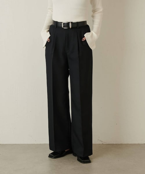 Lui's（ルイス）の「【セットアップ対応】ストレッチツイルワイドパンツ（スラックス・レディース・ベージュ/オリーブ/ブラック・36/38）」の2枚目の写真