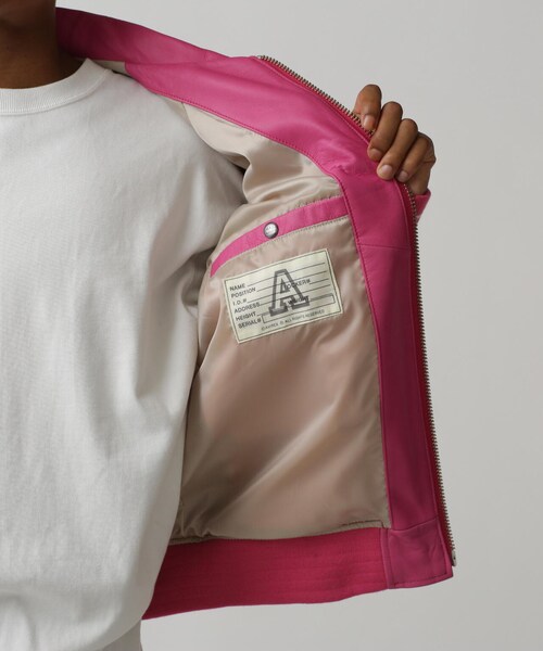 AVIREX（アヴィレックス）の「LIGHT SIGNATURE VARSITY JACKET/ライト シグネチャー バーシティー ジャケット（ジャケット/アウター・ブラック/ピンク/ライトブルー/グリーン/オレンジ/エクリュ・M/L/XL/2XL）」の22枚目の写真
