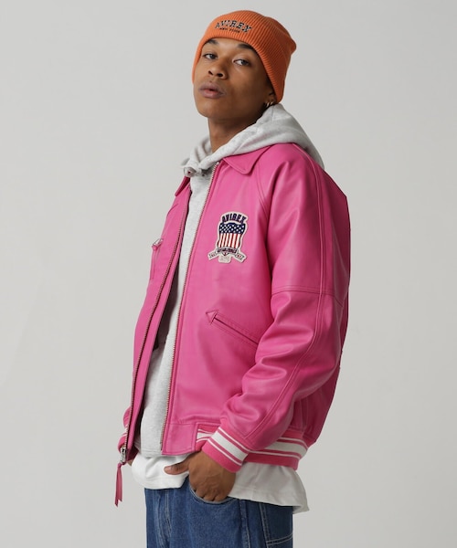 AVIREX（アヴィレックス）の「LIGHT SIGNATURE VARSITY JACKET/ライト シグネチャー バーシティー ジャケット（ジャケット/アウター・ブラック/ピンク/ライトブルー/グリーン/オレンジ/エクリュ・M/L/XL/2XL）」の21枚目の写真