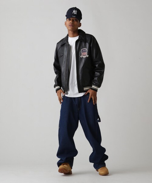 AVIREX（アヴィレックス）の「LIGHT SIGNATURE VARSITY JACKET/ライト シグネチャー バーシティー ジャケット（ジャケット/アウター・ブラック/ピンク/ライトブルー/グリーン/オレンジ/エクリュ・M/L/XL/2XL）」の15枚目の写真