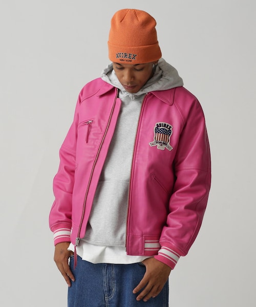 AVIREX（アヴィレックス）の「LIGHT SIGNATURE VARSITY JACKET/ライト シグネチャー バーシティー ジャケット（ジャケット/アウター・ブラック/ピンク/ライトブルー/グリーン/オレンジ/エクリュ・M/L/XL/2XL）」の20枚目の写真