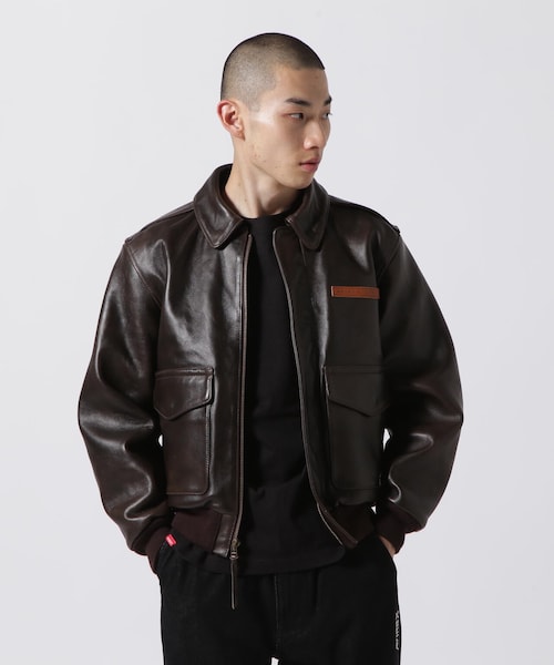AVIREX（アヴィレックス）の「A-2 FLIGHT JACKET ANTIQUE LANB / A-2 フライトジャケット アンティークラム / AVIREX（ジャケット/アウター・ブラック/ブラウン・36/38/40/42/44）」の22枚目の写真