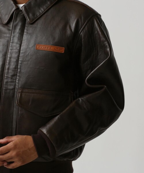 AVIREX（アヴィレックス）の「A-2 FLIGHT JACKET ANTIQUE LANB / A-2 フライトジャケット アンティークラム / AVIREX（ジャケット/アウター・ブラック/ブラウン・36/38/40/42/44）」の17枚目の写真