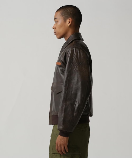 AVIREX（アヴィレックス）の「A-2 FLIGHT JACKET ANTIQUE LANB / A-2 フライトジャケット アンティークラム / AVIREX（ジャケット/アウター・ブラック/ブラウン・36/38/40/42/44）」の12枚目の写真