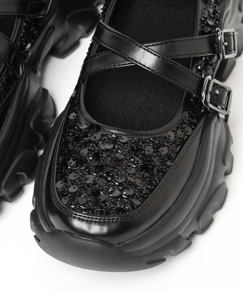 HARE】スパンコール メリージェーンシューズ シルバー