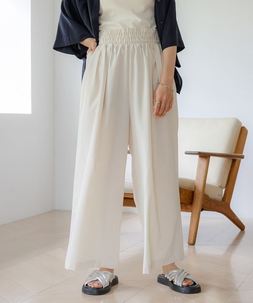 LEPSIM（レプシィム）の「スラックスギャザーワイドパンツ（フォーマルスーツ/小物・レディース・アイボリー08/ブラック09/グレー15/ベージュ52/ブラウン58(新色)/ブルーグリーン82・FREE SIZE）」の5枚目の写真