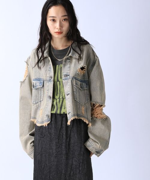 JEANASIS（ジーナシス）の「クラッシュショートGジャン（ジャケット/アウター・レディース・グレー系その他(10)/ライトブルー系その他(81)・FREE）」の12枚目の写真
