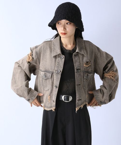 JEANASIS（ジーナシス）の「クラッシュショートGジャン（ジャケット/アウター・レディース・グレー系その他(10)/ライトブルー系その他(81)・FREE）」の8枚目の写真