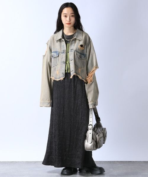 JEANASIS（ジーナシス）の「クラッシュショートGジャン（ジャケット/アウター・レディース・グレー系その他(10)/ライトブルー系その他(81)・FREE）」の9枚目の写真