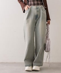 OLIVE des OLIVE | リボンホックワイドデニムパンツ(デニムパンツ)