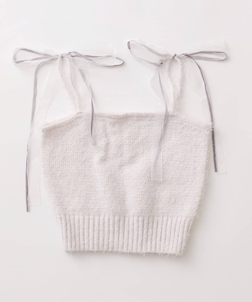 OLIVE des OLIVE（オリーブデオリーブ）の「肩リボンキャミソール（キャミソール・レディース・アイボリー/サックスブルー/ラベンダー/ブラウン・FREE）」の4枚目の写真