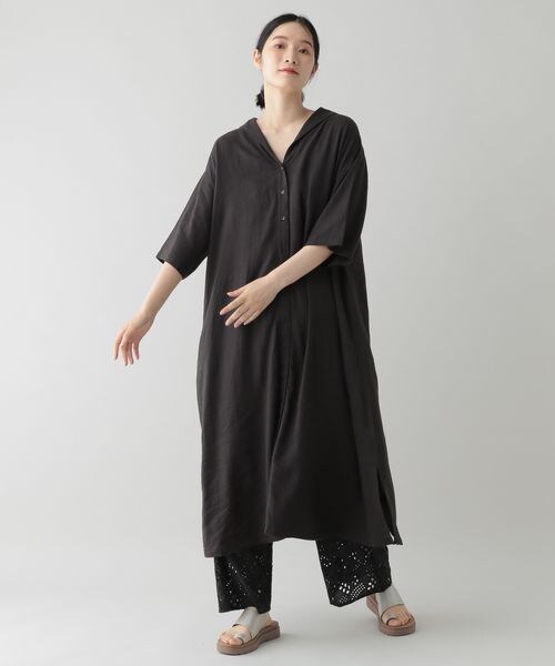 STUDIOUS ワンピース セール】 【洗える】フロントボタンギャザー ワンピース