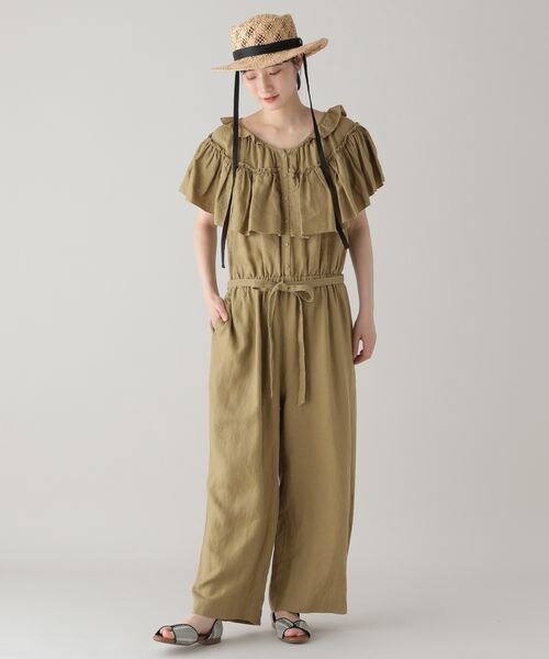 美品！タグ付き！ ナチュラルバイクリップ リネンフリルオールインワン ブラック studio CLIP（スタディオクリップ）の「《natural by clip