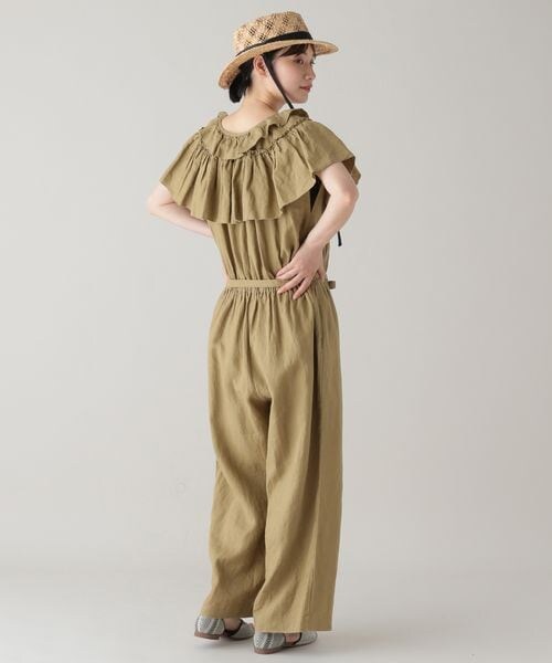 美品！タグ付き！ ナチュラルバイクリップ リネンフリルオールインワン ブラック 美品！タグ付き！ ナチュラルバイクリップ リネンフリル