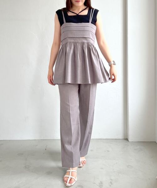 mysty woman（ミスティウーマン）の「ヨークタックテーパードパンツ（その他・レディース・グレー15/ベージュ52/ダークブラウン58・F）」の14枚目の写真