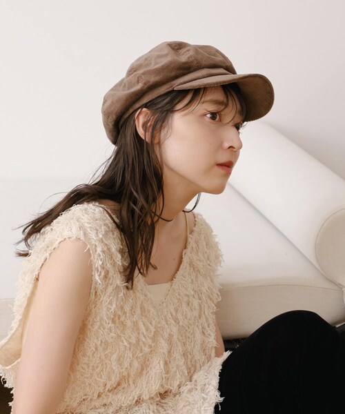 Kastane(カスタネ)の「【7.26(金)12:00発売】コーデュロイキャスケット(キャスケット・レディース・ブラック/ブラウン・F)」の2枚目の写真