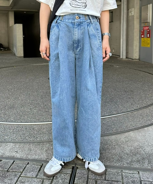 CIAOPANIC TYPY（チャオパニックティピー）の「【WEB限定】【SOUNDS GOOOOD / サウンズグッド】デニム＆コーデュロイグルカパンツ（パンツ・レディース・オフホワイト/ブラウン/ブラック/サックスブルー/インディゴブルー/グレー・ONE）」の5枚目の写真