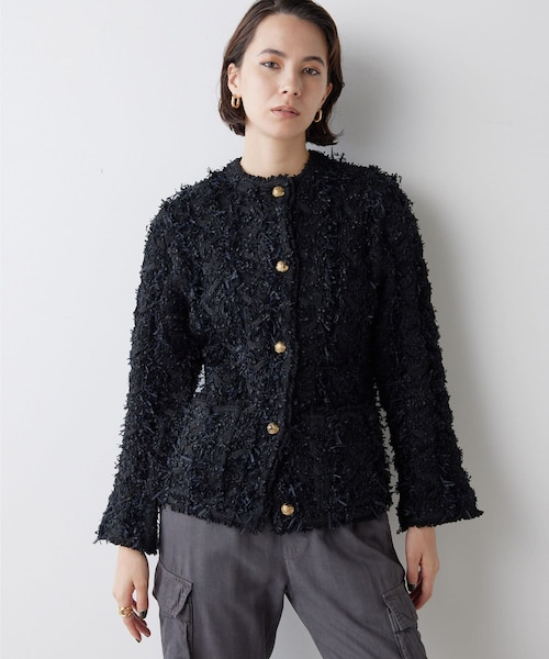 24AW Whim Gazetteツィードカーディガン 金ボタン ウィムガゼット Whim Gazette（ウィムガゼット）の「ツィードカーディガン