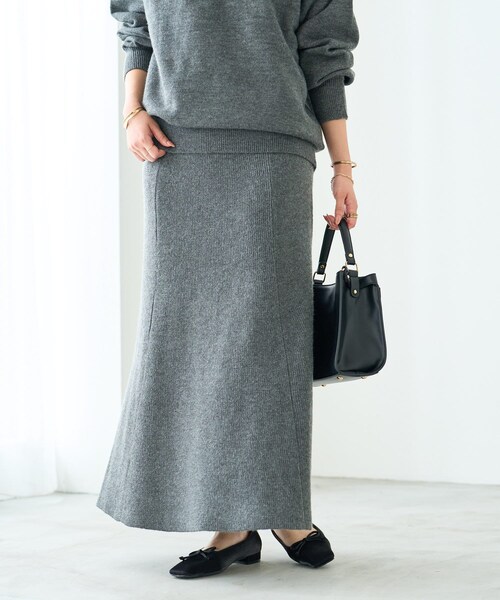 un dix cors(アンディコール)の「《予約》《セットアップ対応可・インしない》アルパカ混ニットスカート(スカート・レディース・アイボリー/チャコールグレー/ブラック・F)」の3枚目の写真