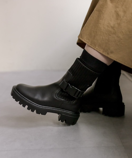 《S・M・Lの3サイズ展開》本革/サイドゴア/トラックソールブーツ【SUM1 STYLE(スミスタイル)】