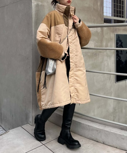 CIAOPANIC TYPY（チャオパニックティピー）の「【etsinta/エシンタ】モンスター中綿オーバーコート（ダウンジャケット/コート・レディース・カーキ/キャメル/ブラック・S/M）」の3枚目の写真