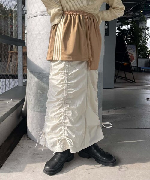 CIAOPANIC TYPY（チャオパニックティピー）の「【etsinta/エシンタ】リメイクジャージミニスカート（スカート・レディース・ネイビー/バーガンディー/ブルー/チャコールグレー/ベージュ・ONE）」の3枚目の写真