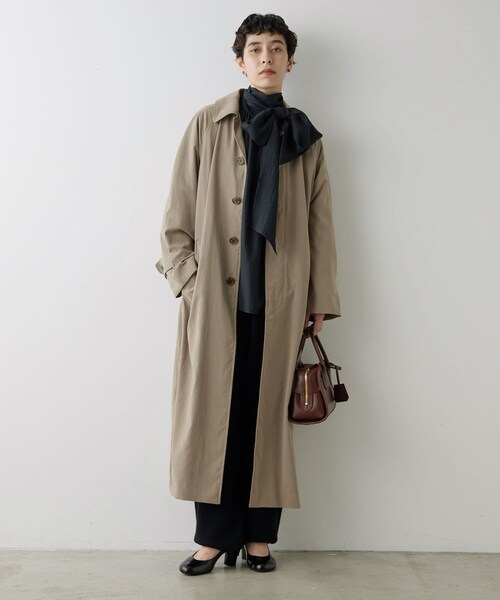 Whim Gazette（ウィムガゼット）の「ステンカラ－ロングコート（ステンカラーコート・レディース・ベージュ/モカ・F）」の2枚目の写真