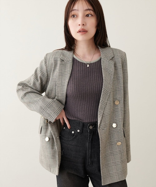 natural couture（ナチュラルクチュール）の「べこべこ金釦テーラードジャケット（テーラードジャケット・レディース・グレー系その他/ブラウン/ネイビー/その他1・FREE）」の4枚目の写真