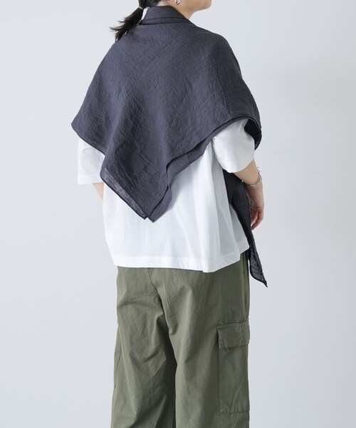 かぐれ（カグレ）の「ウォッシュリネンスクエアストール（ストール/ショール・レディース・NATURAL/NAVY/PINK・Free）」の22枚目の写真