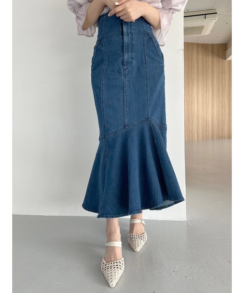MERCURYDUO（マーキュリーデュオ）の「デニムコルセットマーメイドスカート（デニムスカート・レディース・ブルー/インディゴ・S/M）」の2枚目の写真