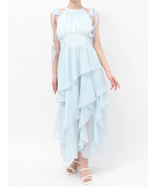 dazzlin（ダズリン）の「アシメフリルリボンシフォンワンピース