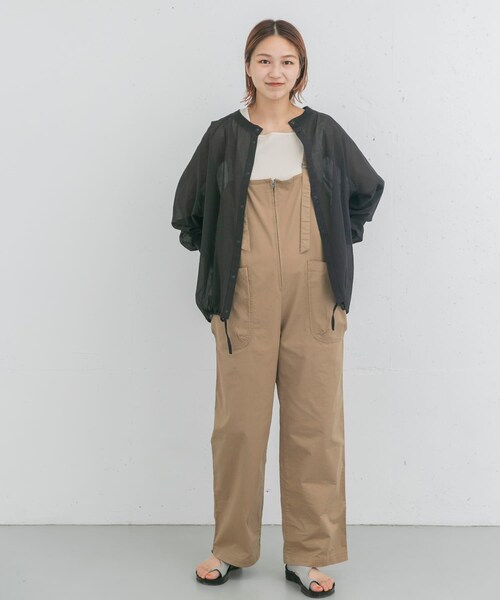 EKAL(エカル)の「製品洗いジップデザインサロペット(サロペット/オーバーオール・レディース・チャコール/キャメル・one)」の13枚目の写真