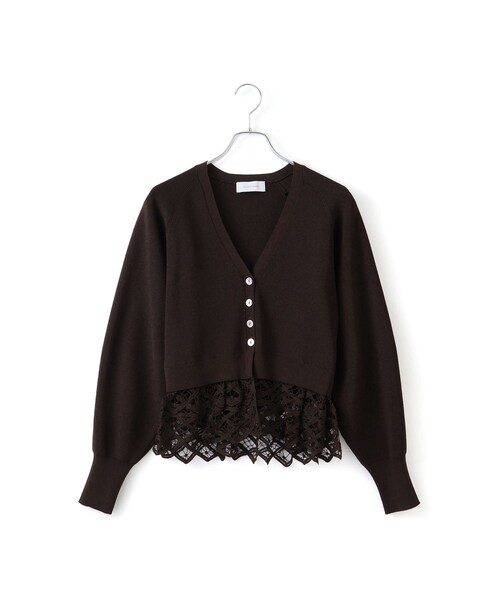 ADAM ET ROPE'（アダムエロペ）の「バテンレースコンビニットカーディガン（カーディガン/ボレロ・レディース・ブラック/ダークブラウン/キナリ・F）」の17枚目の写真