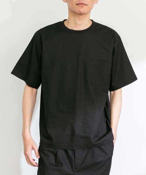 URBAN RESEARCH Sonny Label（アーバンリサーチサニーレーベル）の「『接触冷感/イージーケア』リネン混ショートスリーブTシャツ（Tシャツ/カットソー・メンズ・オフ×ブラック/ブラック/ネイビー/チャコール・M/L/XL）」の8枚目の写真