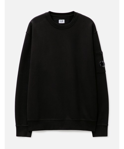 BRUSHED AND EMERIZED DIAGONAL FLEECE LENS CREW NECK SWEATSHIRT