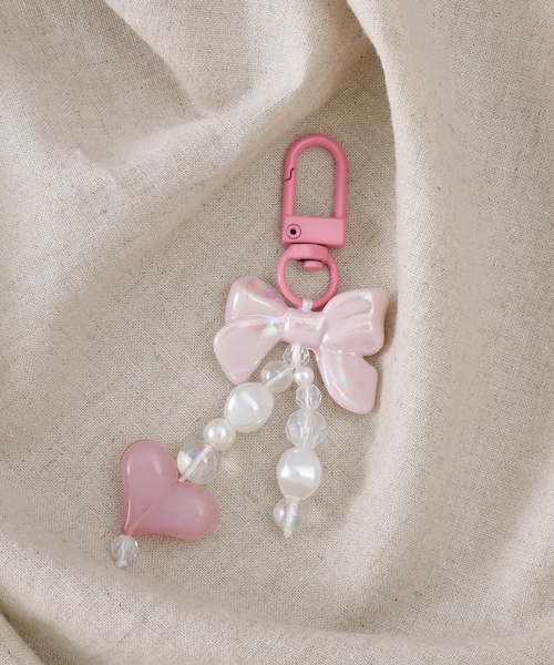 3coins(3coins)の「リボンハートキーホルダー(キーホルダー・キッズ・アイボリー/ピンク/グリーン・FREE)」の3枚目の写真