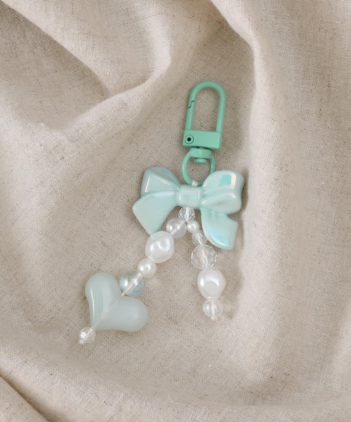 3coins(3coins)の「リボンハートキーホルダー(キーホルダー・キッズ・アイボリー/ピンク/グリーン・FREE)」の2枚目の写真