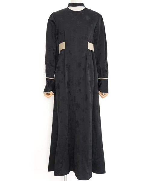 CLANE（クラネ）VINTAGE FLOWER SATIN DRESS（ブラック/1）