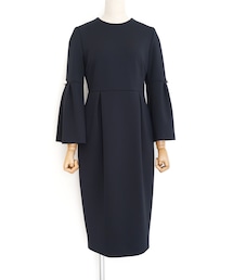 UNITED ARROWS | UNITED ARROWS（ユナイテッドアローズ）フレアスリーブドレス（ネイビー/40）(ドレス)